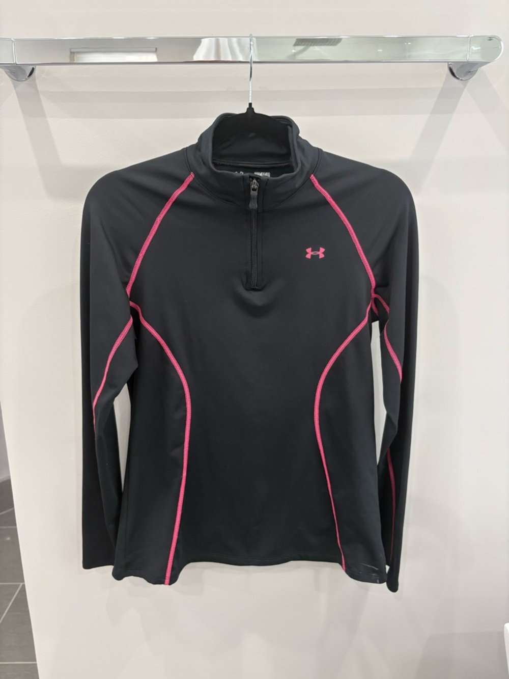 Under Armour Black Half-Zip Pullover with Pink Contrast Stitching